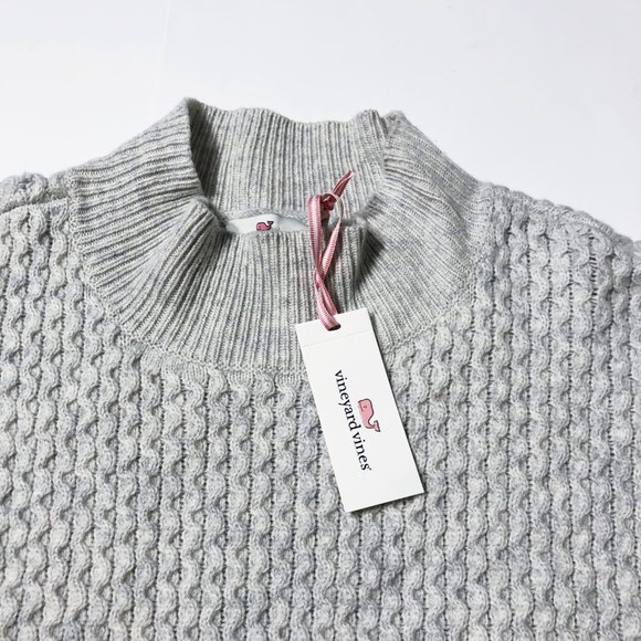 NWT VINEYARD VINES Aran Mock Neck Wool Sweater - Picture 6 of 8